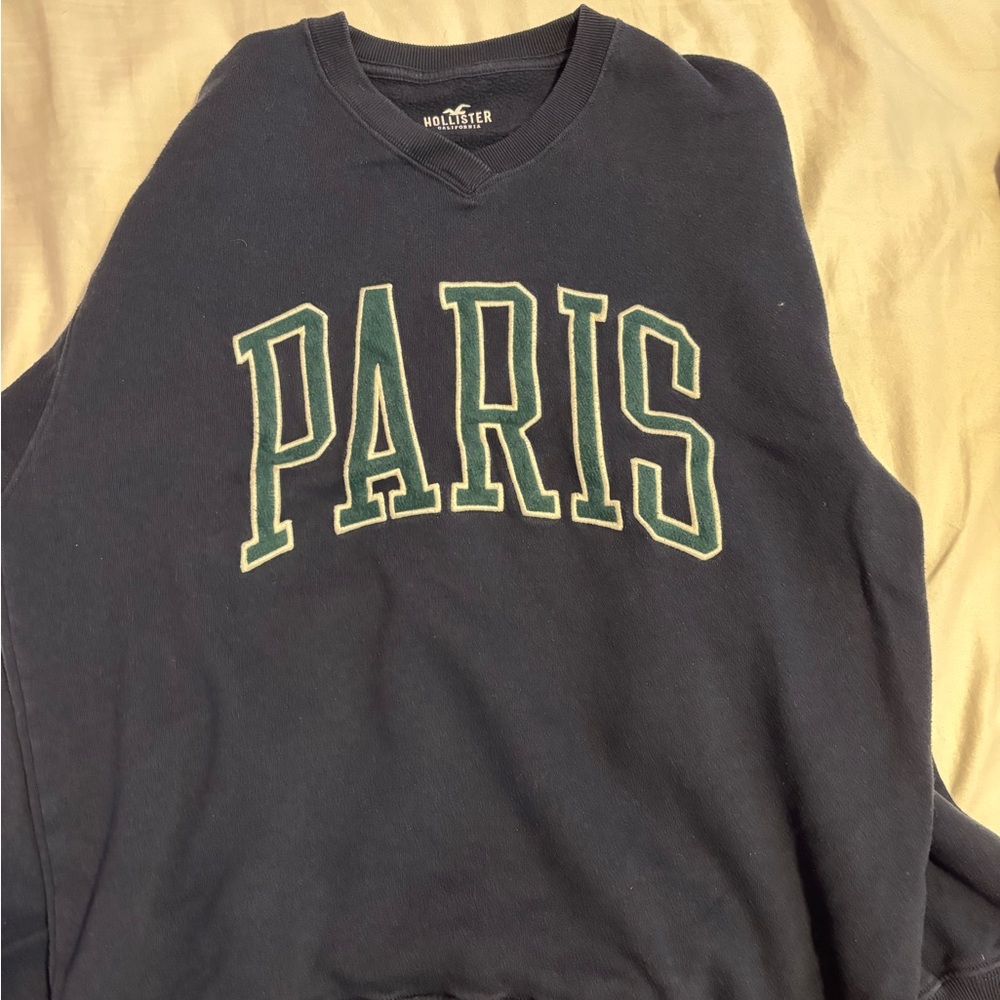 Hollister Navy Crewneck Sweater Paris Design